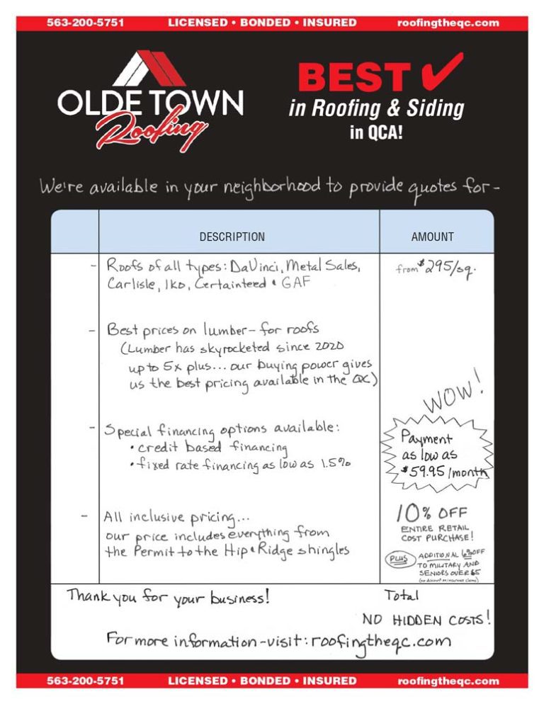 Olde Town Roofing Quad Cities IA & IL